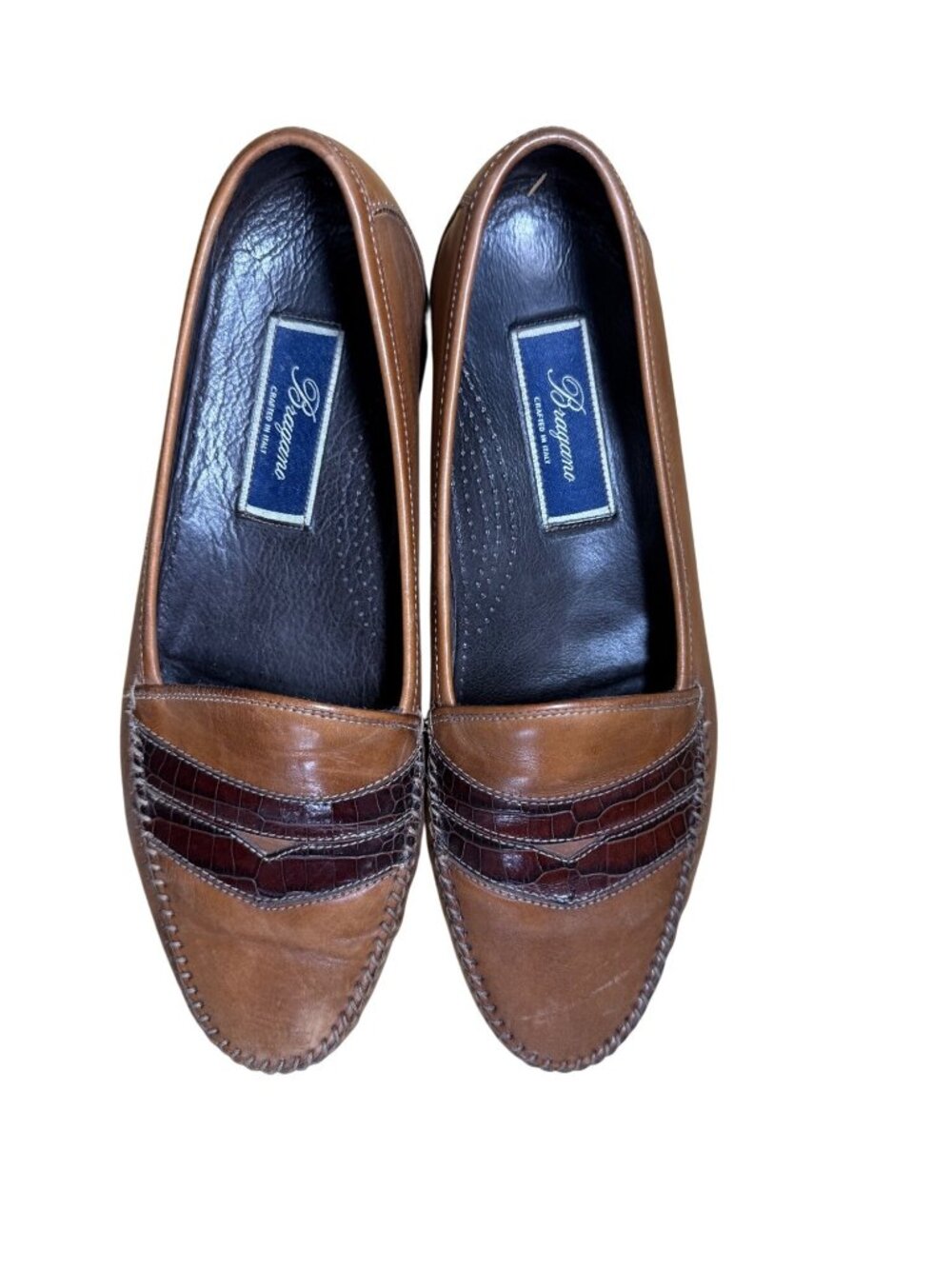 Bragano by Cole Haan Loafers Dual Texture Crocodile Leather 9.5